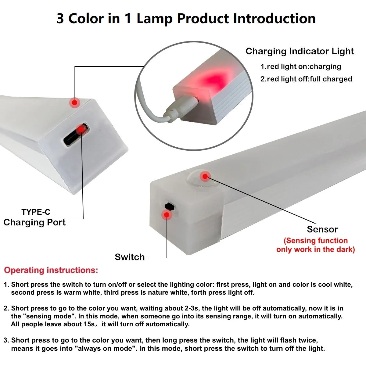 Motion Sensor LED Light – Rechargeable / Lampă LED Reîncărcabilă cu Senzor de Mișcare